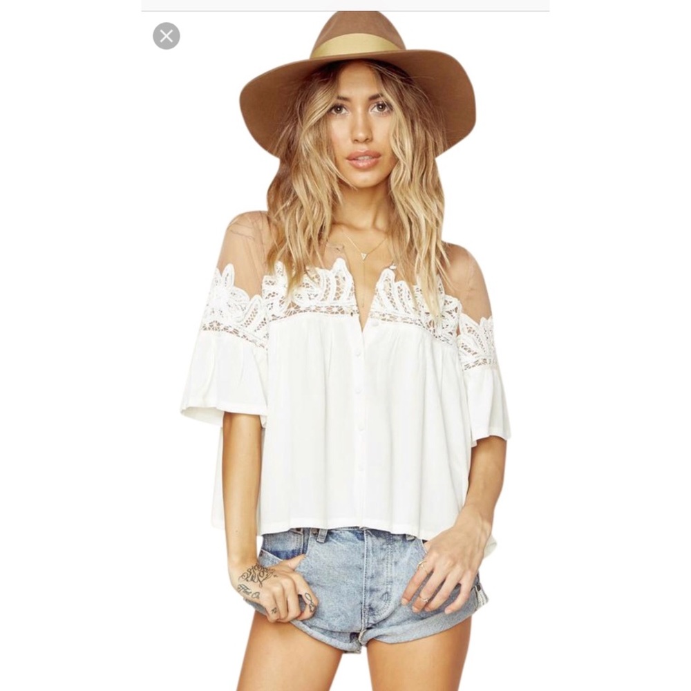 For Love and Lemons Carmine Button Down Blouse
